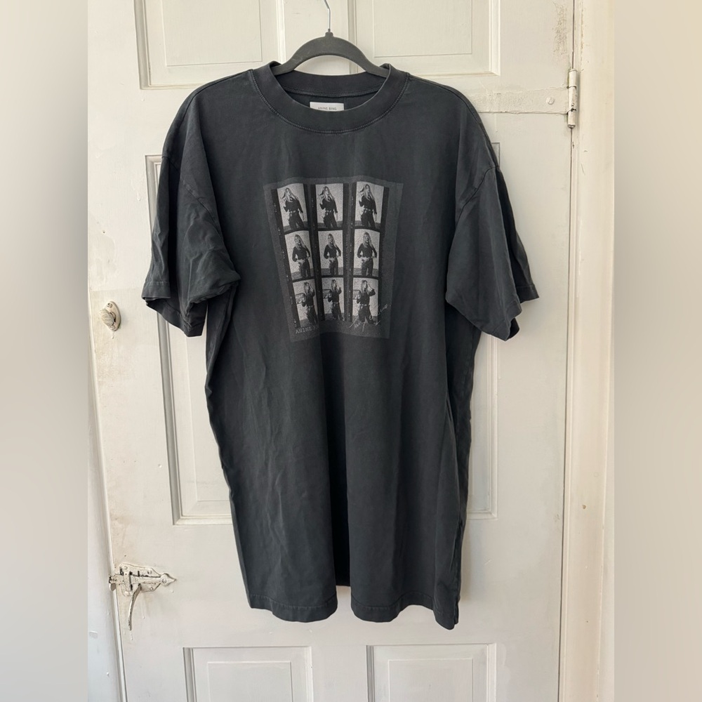 Anine Bing x TO BB Graphic T-Shirt Dress - Charcoal